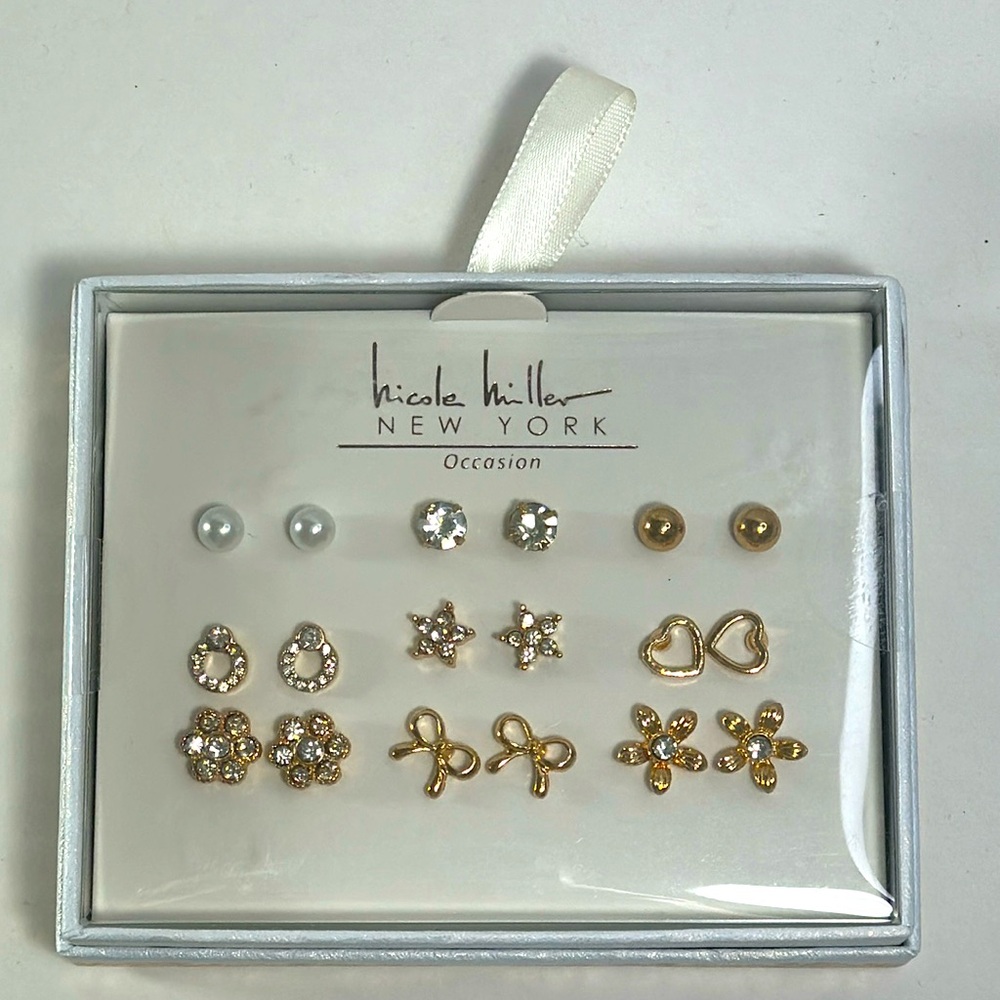 Nicole Miller Stud Earrings 9 Pairs